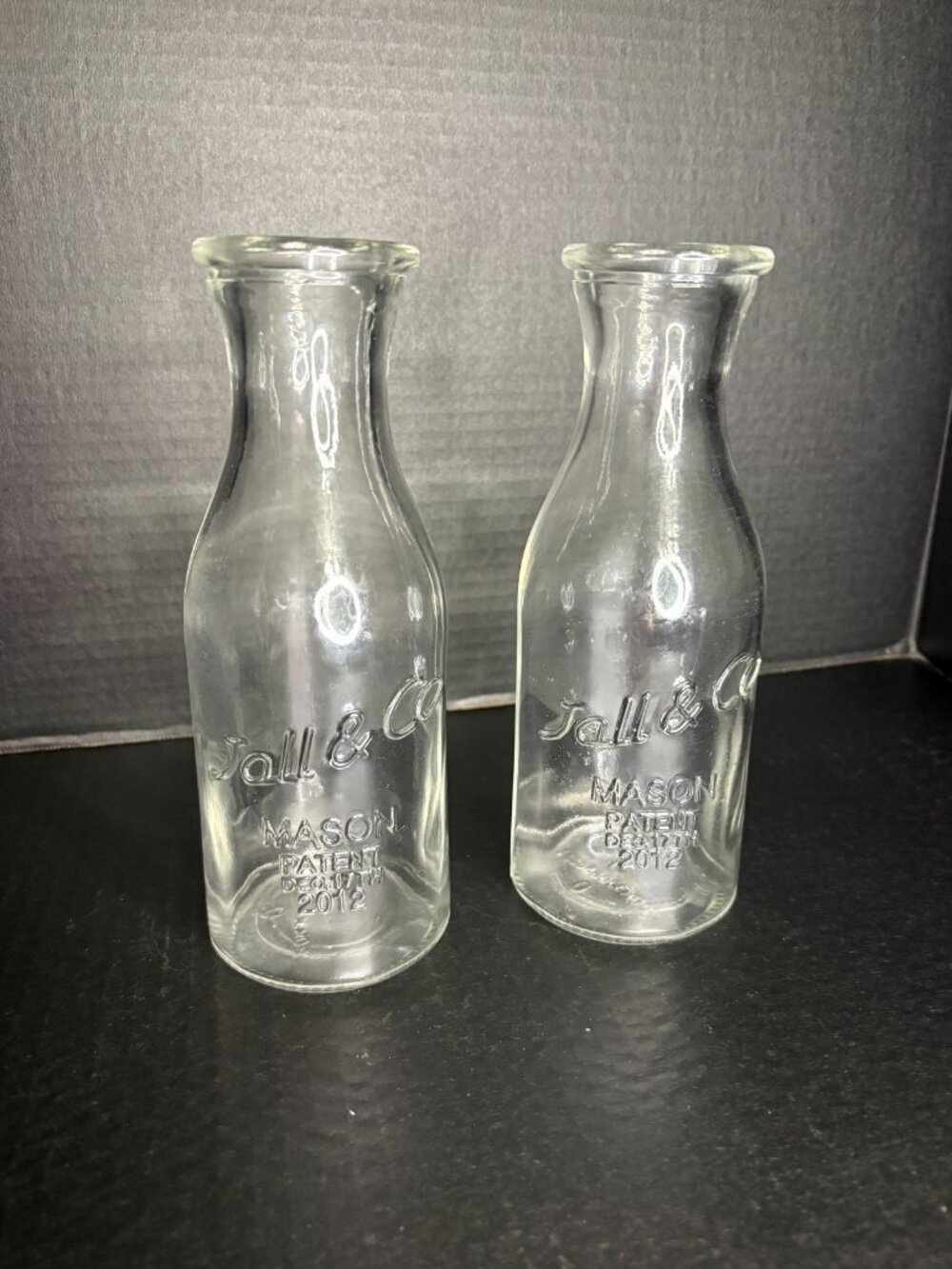 Set of 2 Ball Mason Glass Bottles Mason Patent Dec 17th 2012 Farmhouse Decor